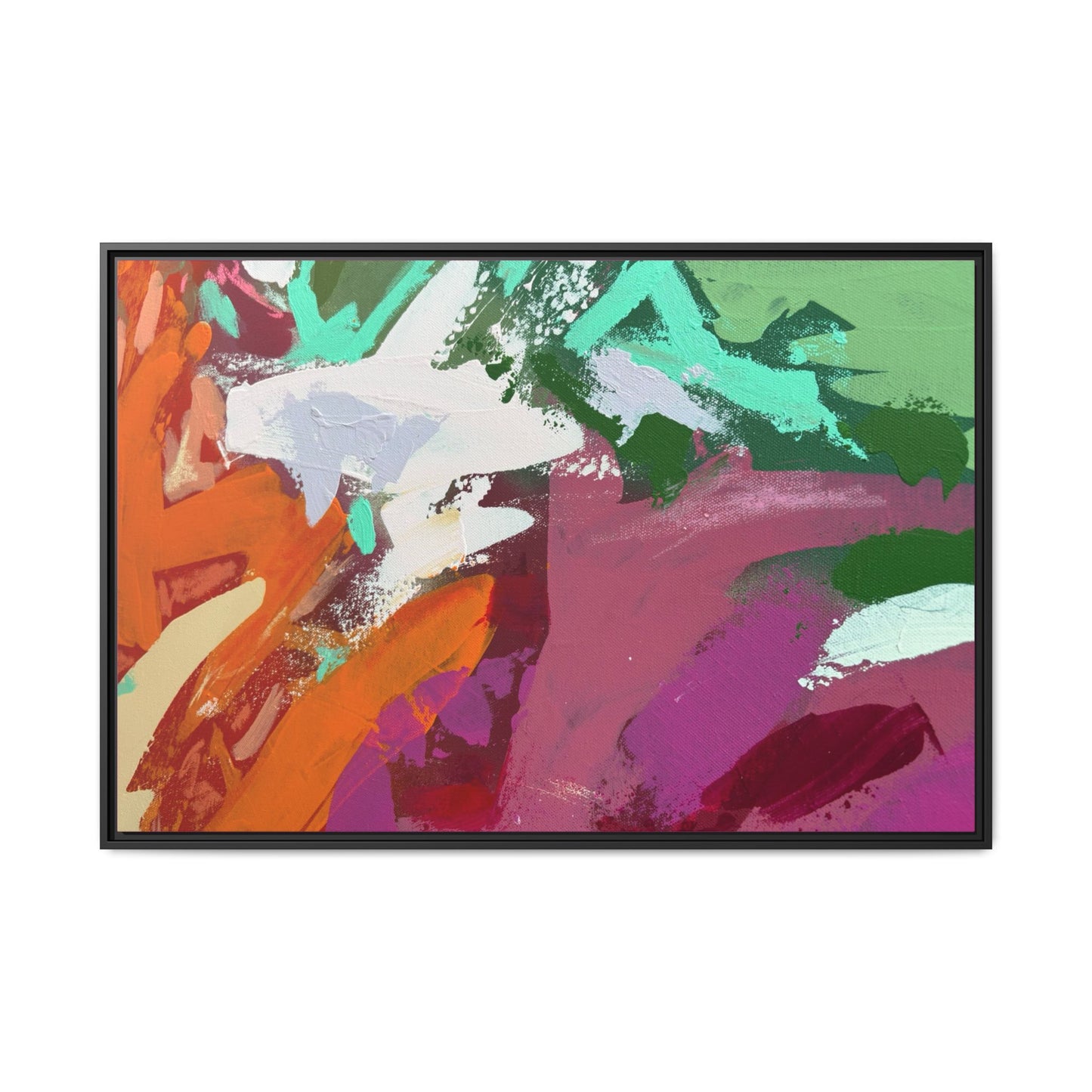 Abstract Multi‑Color Matte Canvas Framed Wall Art