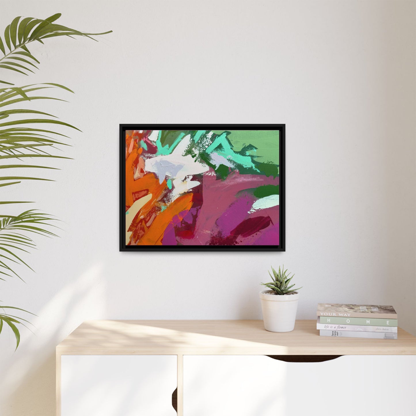 Abstract Multi‑Color Matte Canvas Framed Wall Art