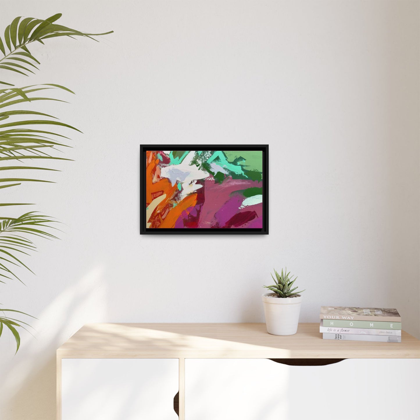 Abstract Multi‑Color Matte Canvas Framed Wall Art
