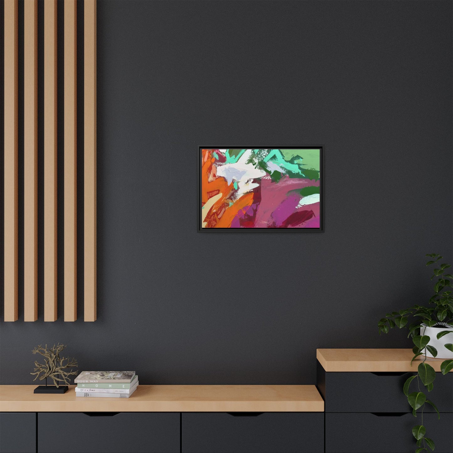Abstract Multi‑Color Matte Canvas Framed Wall Art