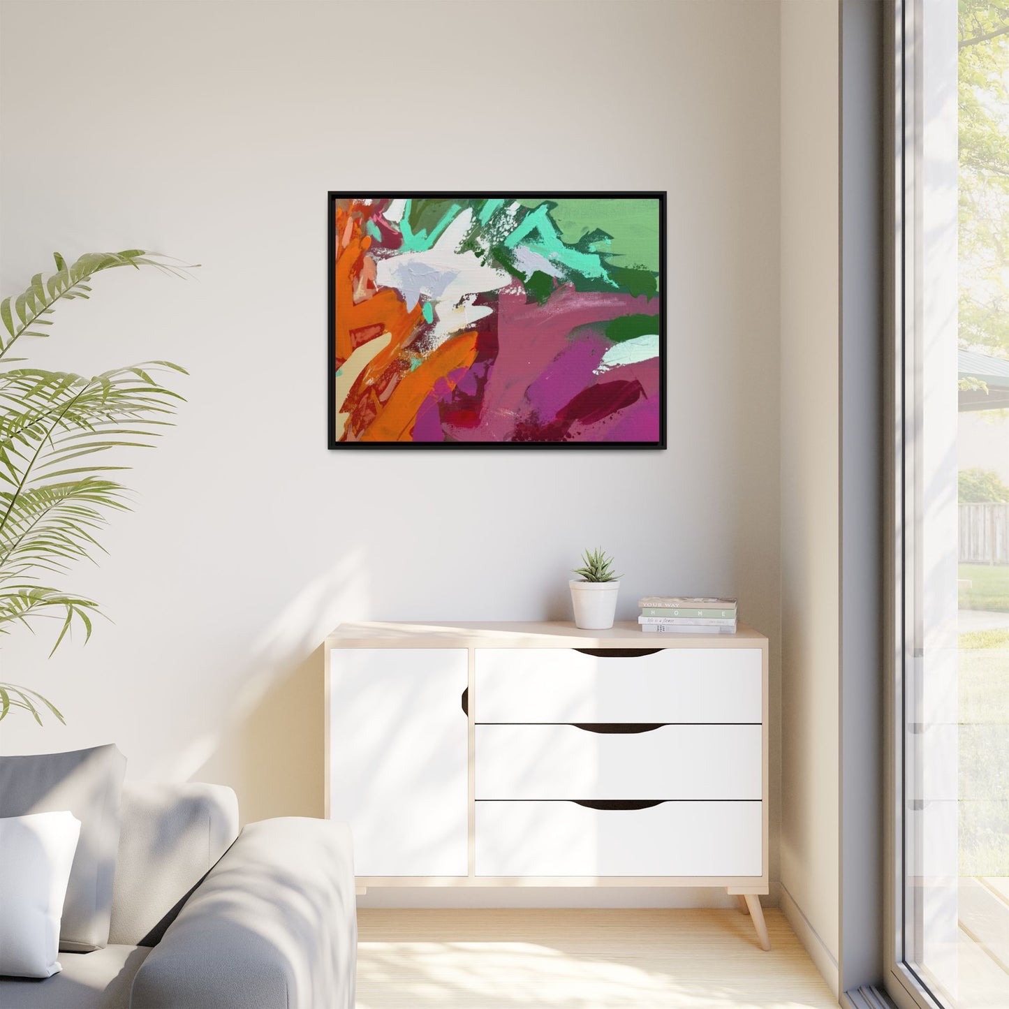 Abstract Multi‑Color Matte Canvas Framed Wall Art