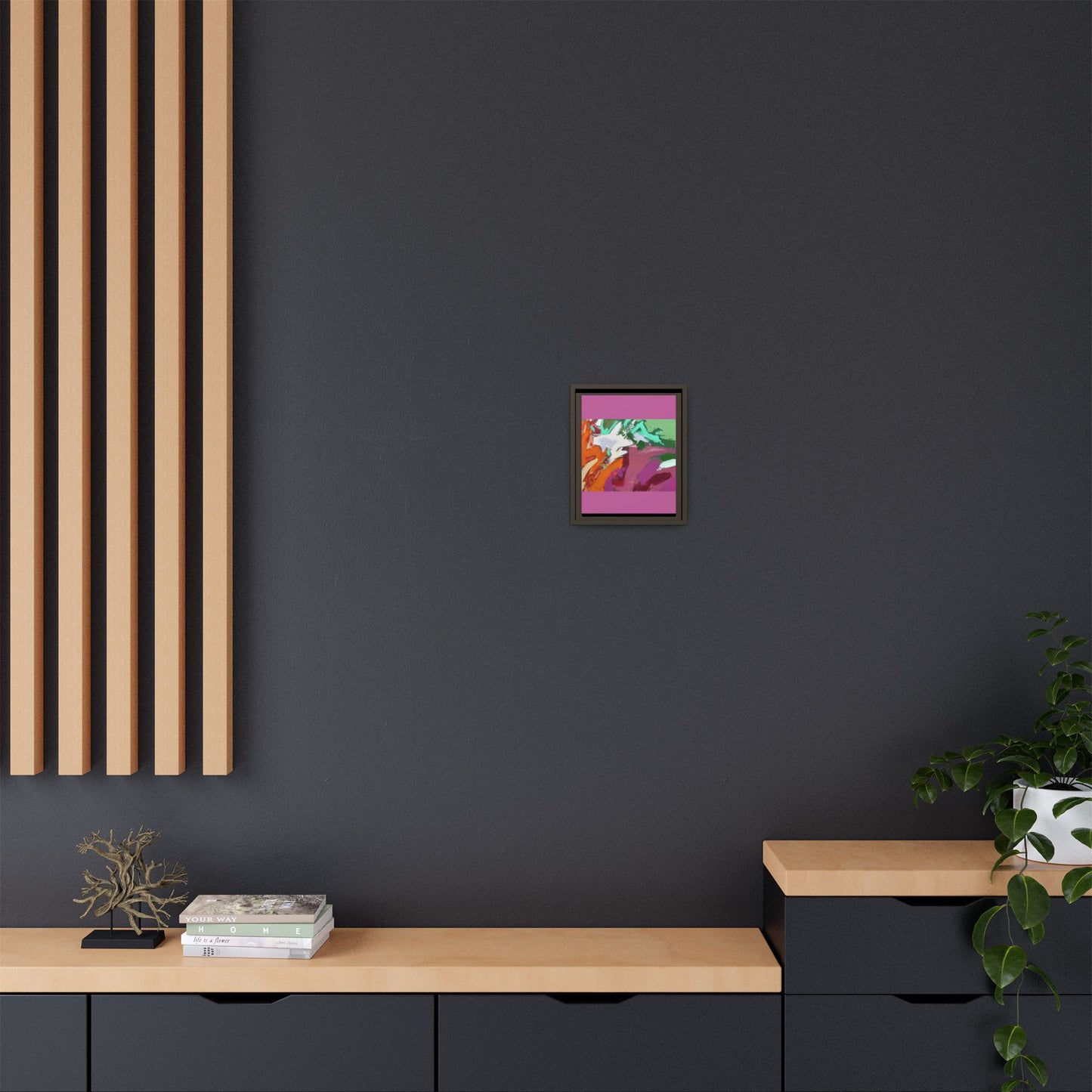 Abstract Multi‑Color Matte Canvas Framed Wall Art
