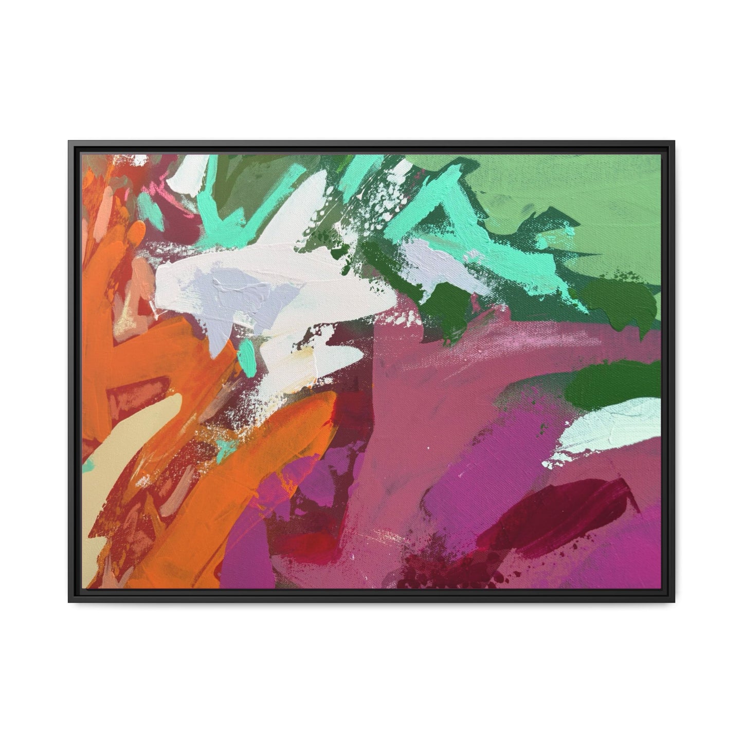 Abstract Multi‑Color Matte Canvas Framed Wall Art
