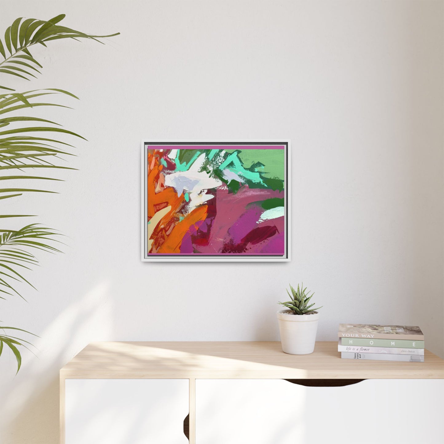 Abstract Multi‑Color Matte Canvas Framed Wall Art