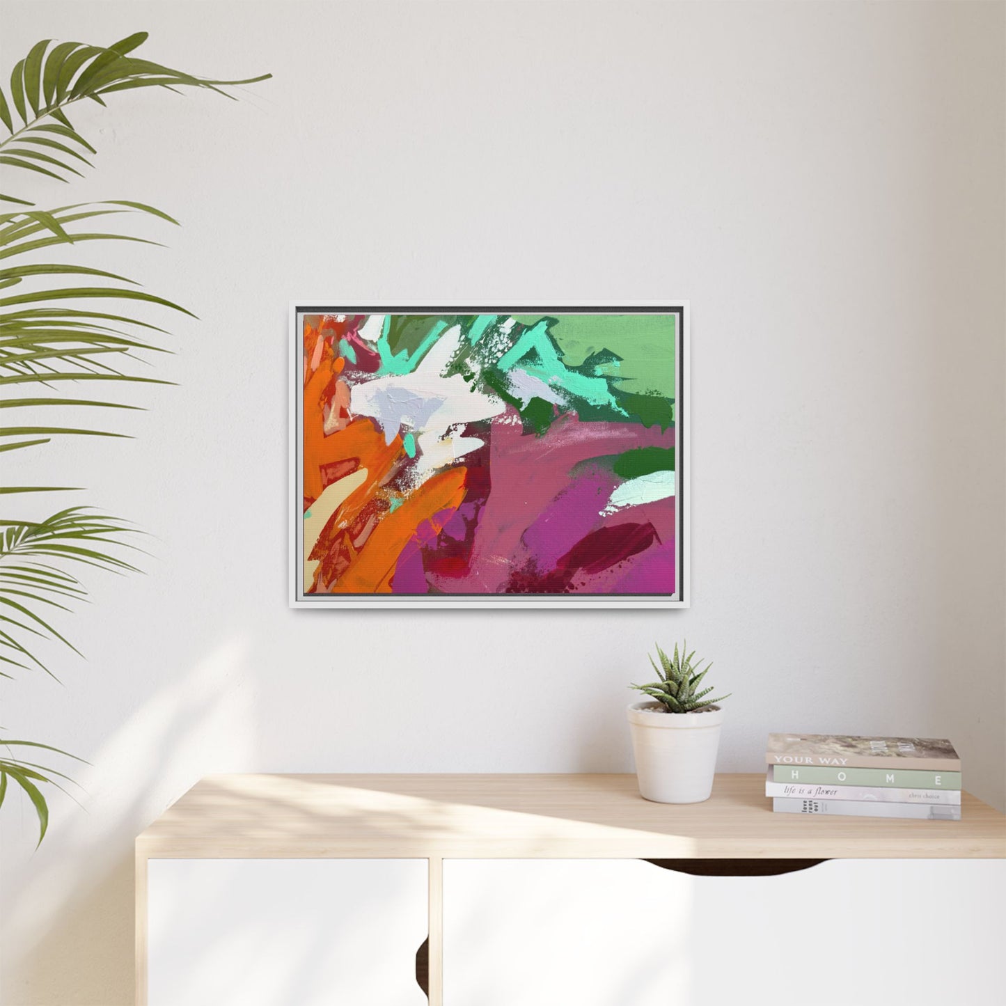 Abstract Multi‑Color Matte Canvas Framed Wall Art