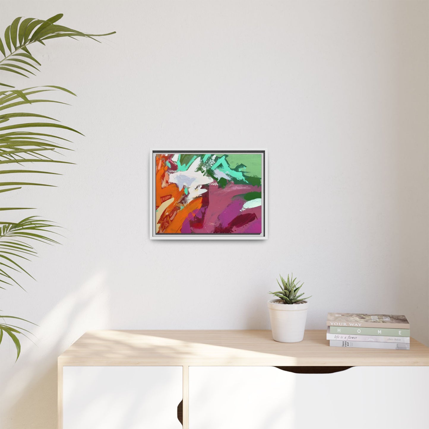 Abstract Multi‑Color Matte Canvas Framed Wall Art