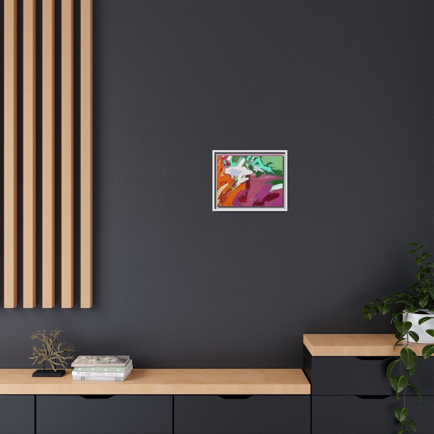 Abstract Multi‑Color Matte Canvas Framed Wall Art