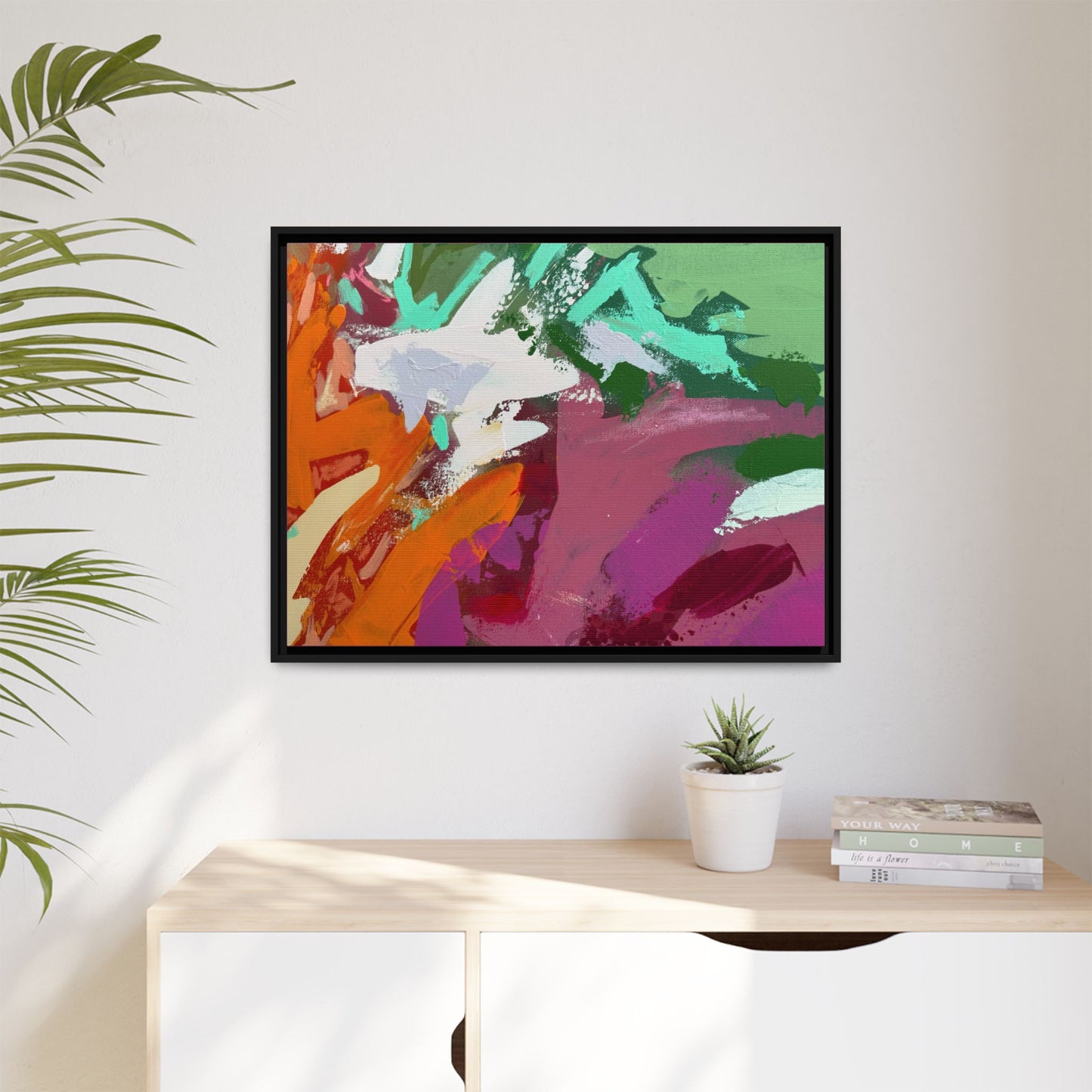 Abstract Multi‑Color Matte Canvas Framed Wall Art