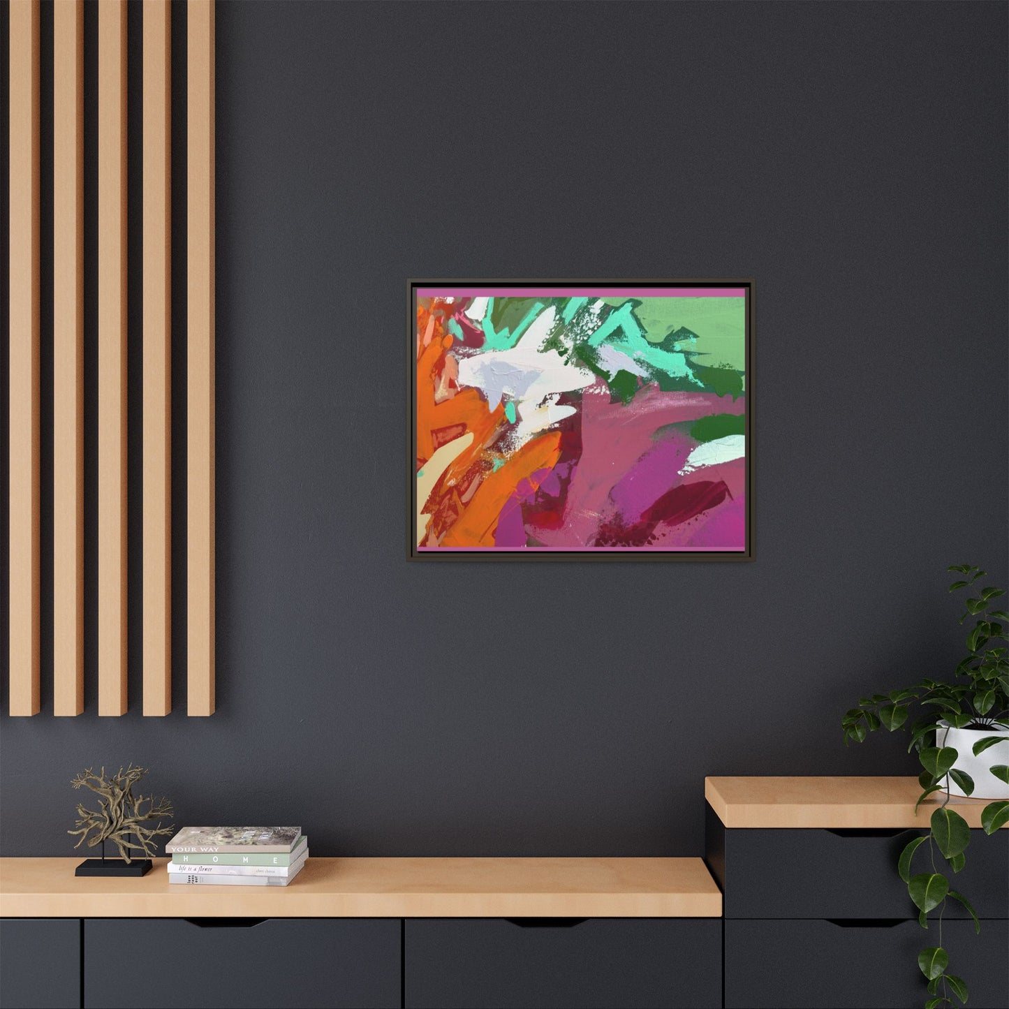 Abstract Multi‑Color Matte Canvas Framed Wall Art