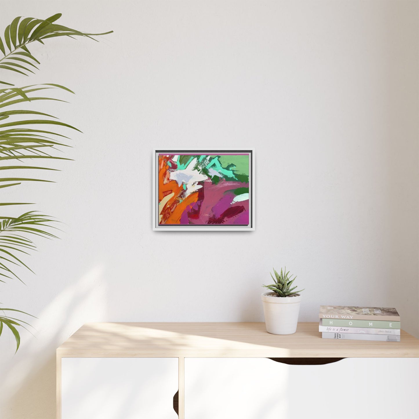 Abstract Multi‑Color Matte Canvas Framed Wall Art