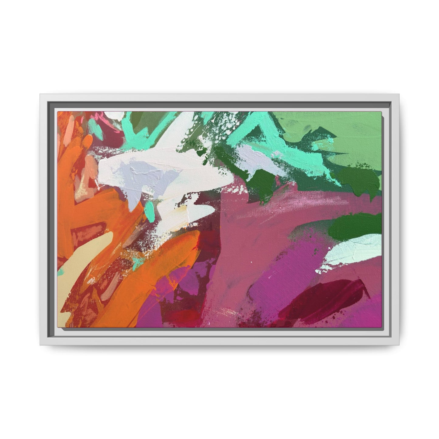 Abstract Multi‑Color Matte Canvas Framed Wall Art