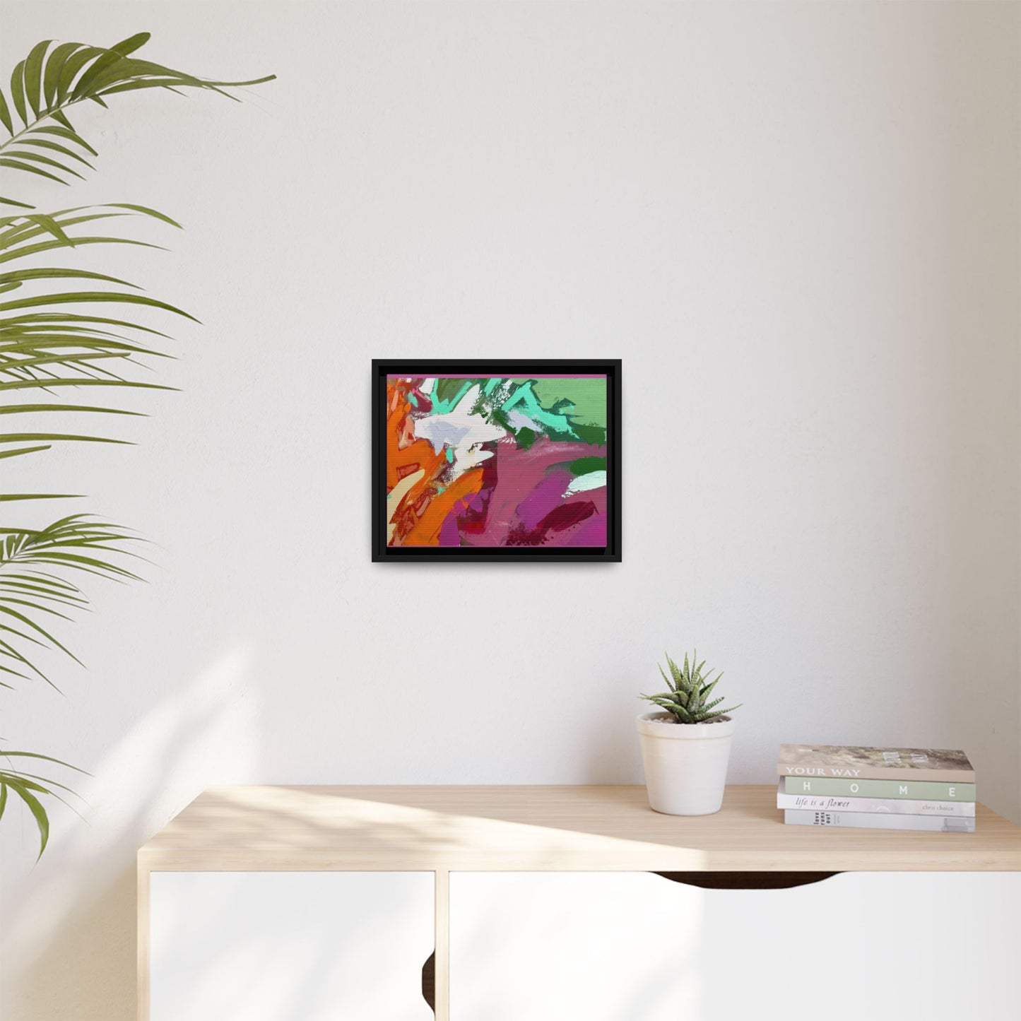 Abstract Multi‑Color Matte Canvas Framed Wall Art
