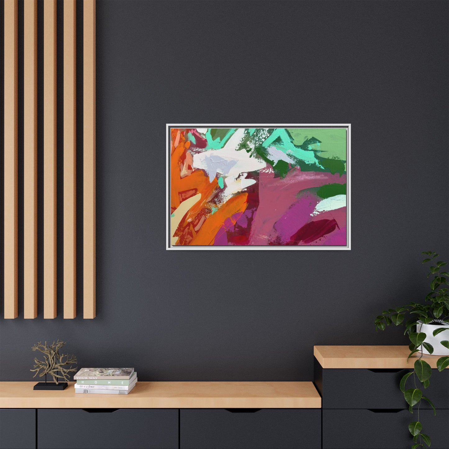Abstract Multi‑Color Matte Canvas Framed Wall Art