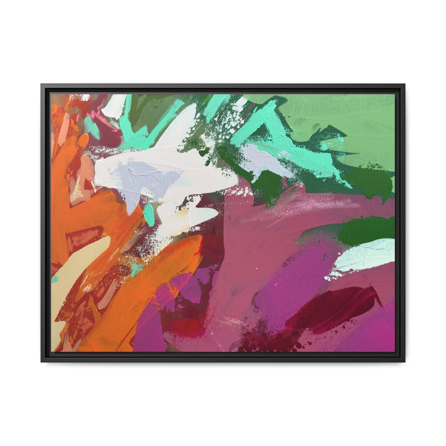 Abstract Multi‑Color Matte Canvas Framed Wall Art