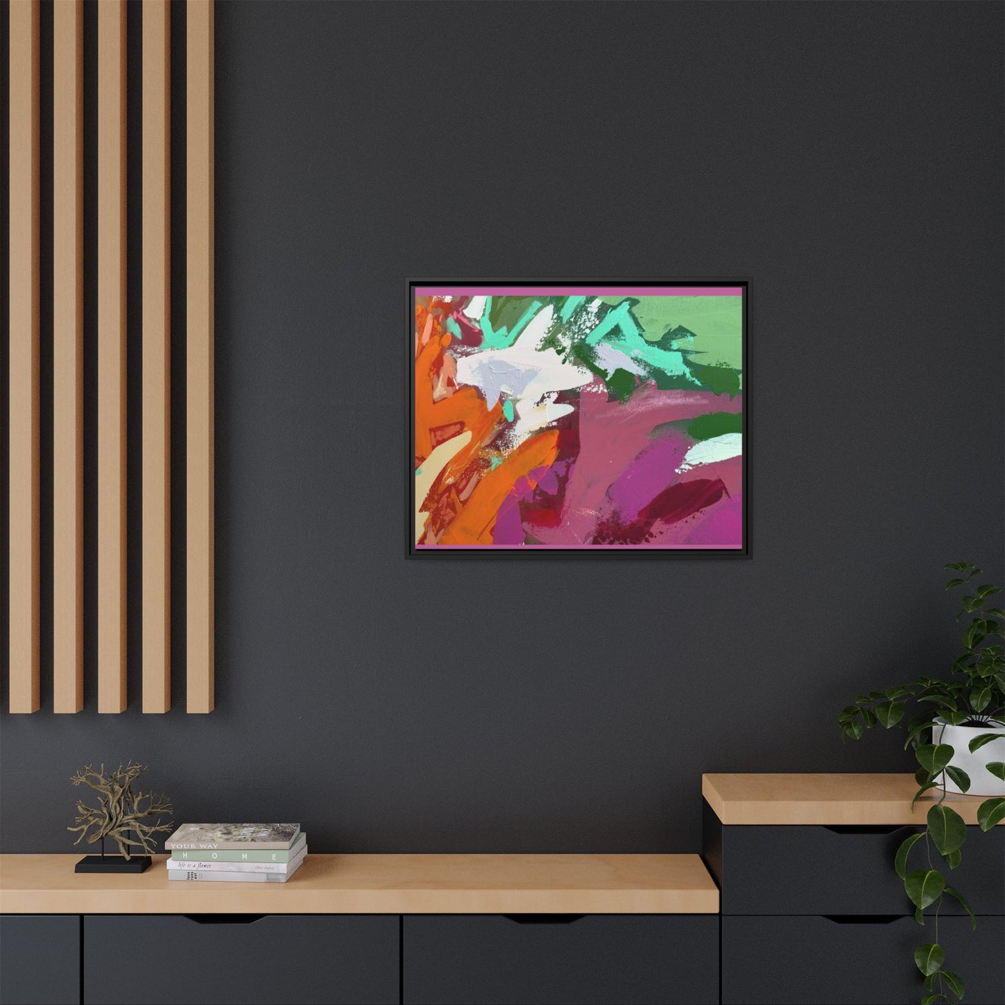 Abstract Multi‑Color Matte Canvas Framed Wall Art