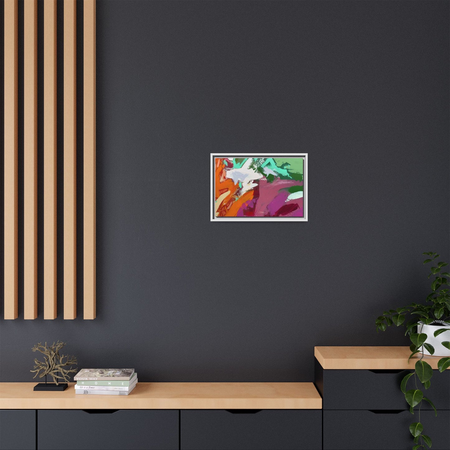 Abstract Multi‑Color Matte Canvas Framed Wall Art
