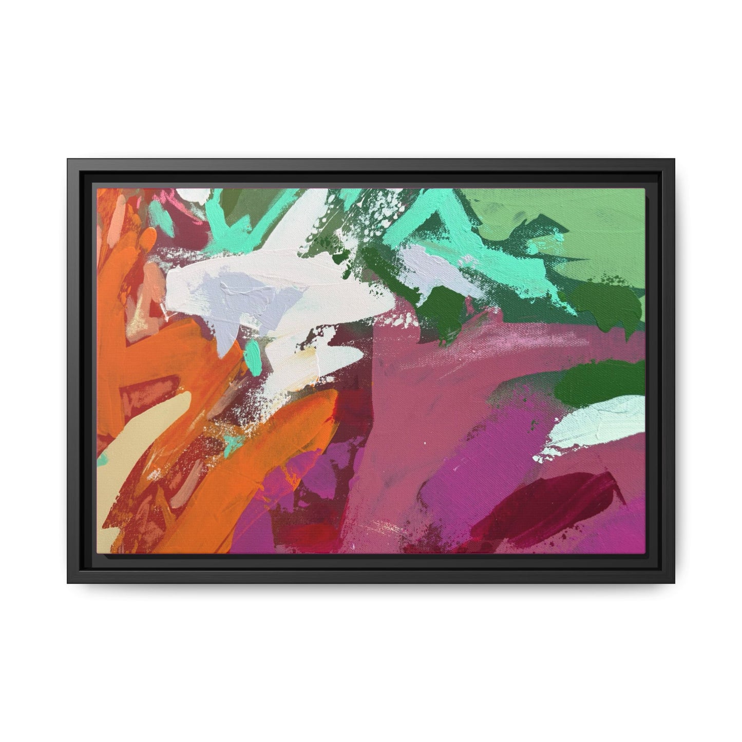 Abstract Multi‑Color Matte Canvas Framed Wall Art