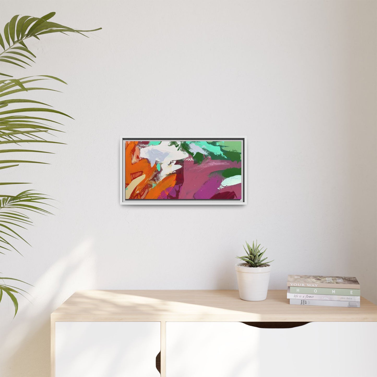 Abstract Multi‑Color Matte Canvas Framed Wall Art