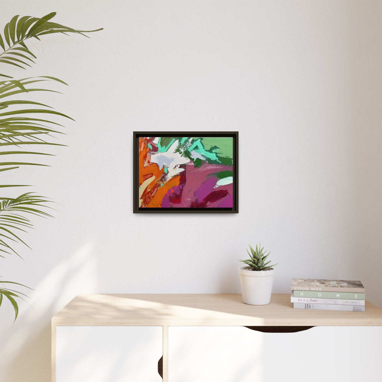 Abstract Multi‑Color Matte Canvas Framed Wall Art