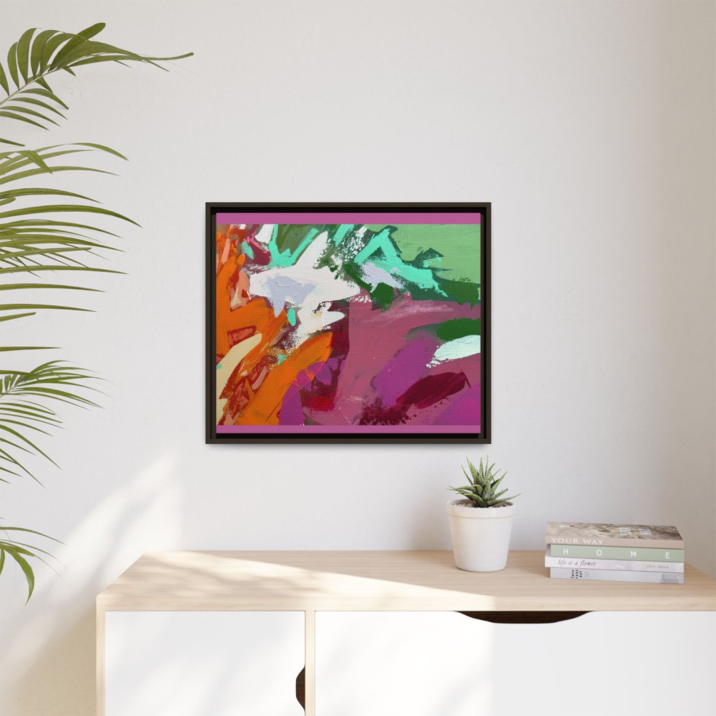 Abstract Multi‑Color Matte Canvas Framed Wall Art