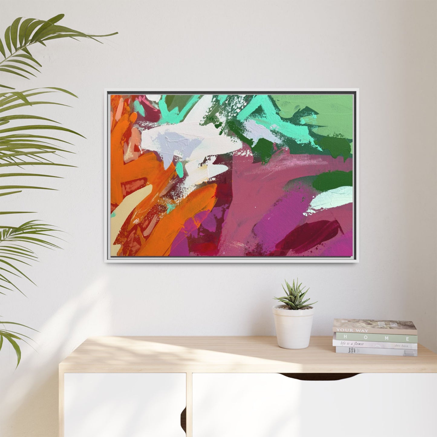 Abstract Multi‑Color Matte Canvas Framed Wall Art