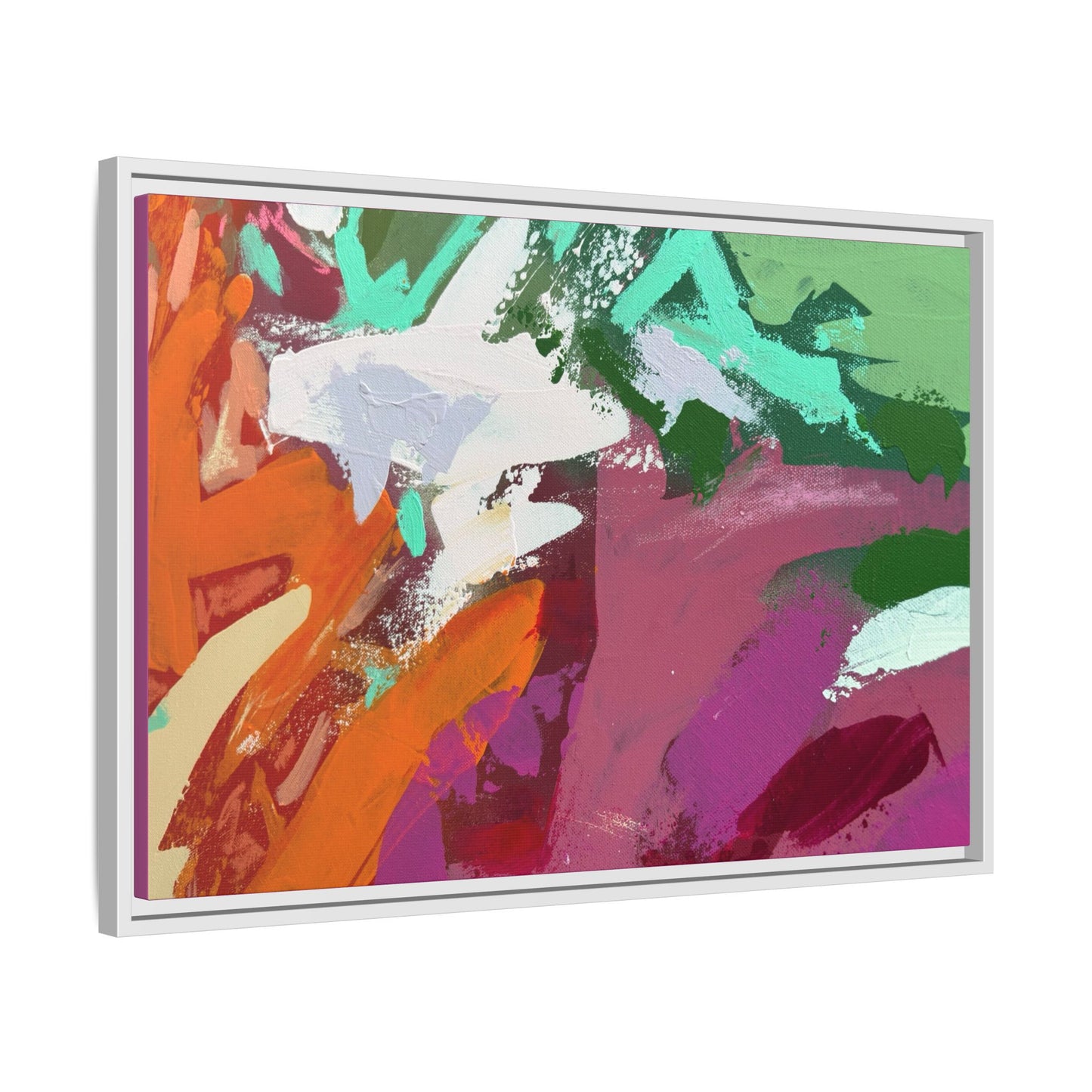 Abstract Multi‑Color Matte Canvas Framed Wall Art