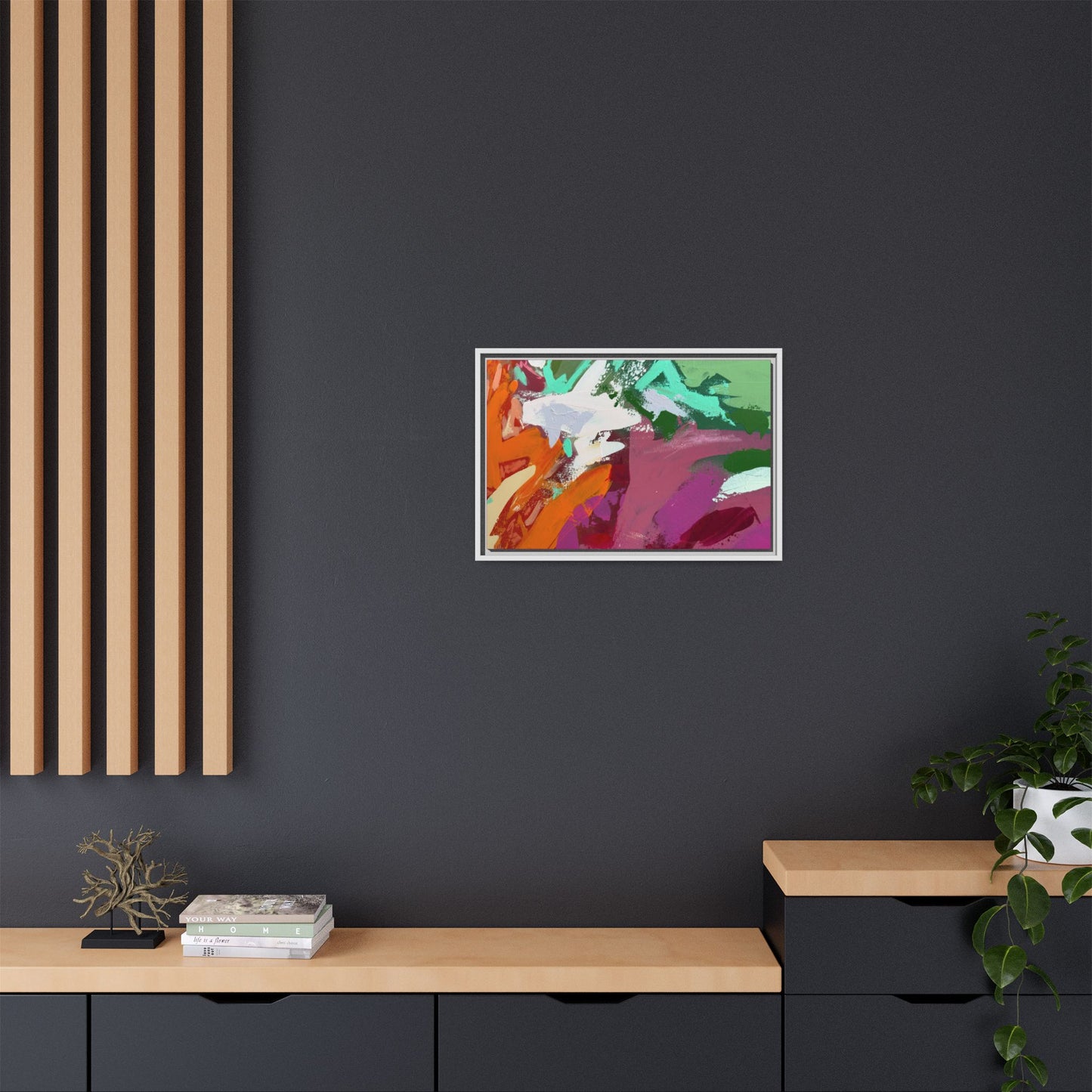 Abstract Multi‑Color Matte Canvas Framed Wall Art