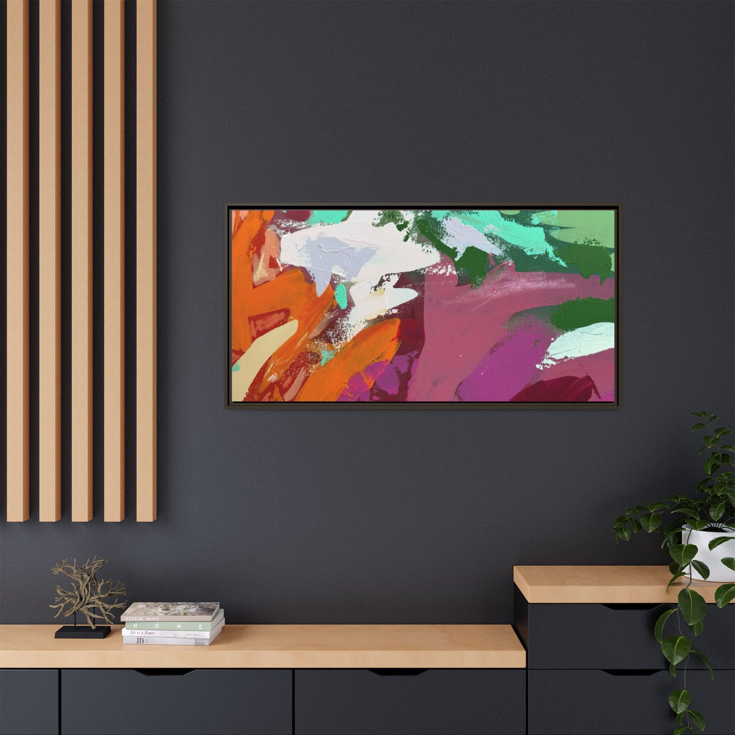Abstract Multi‑Color Matte Canvas Framed Wall Art