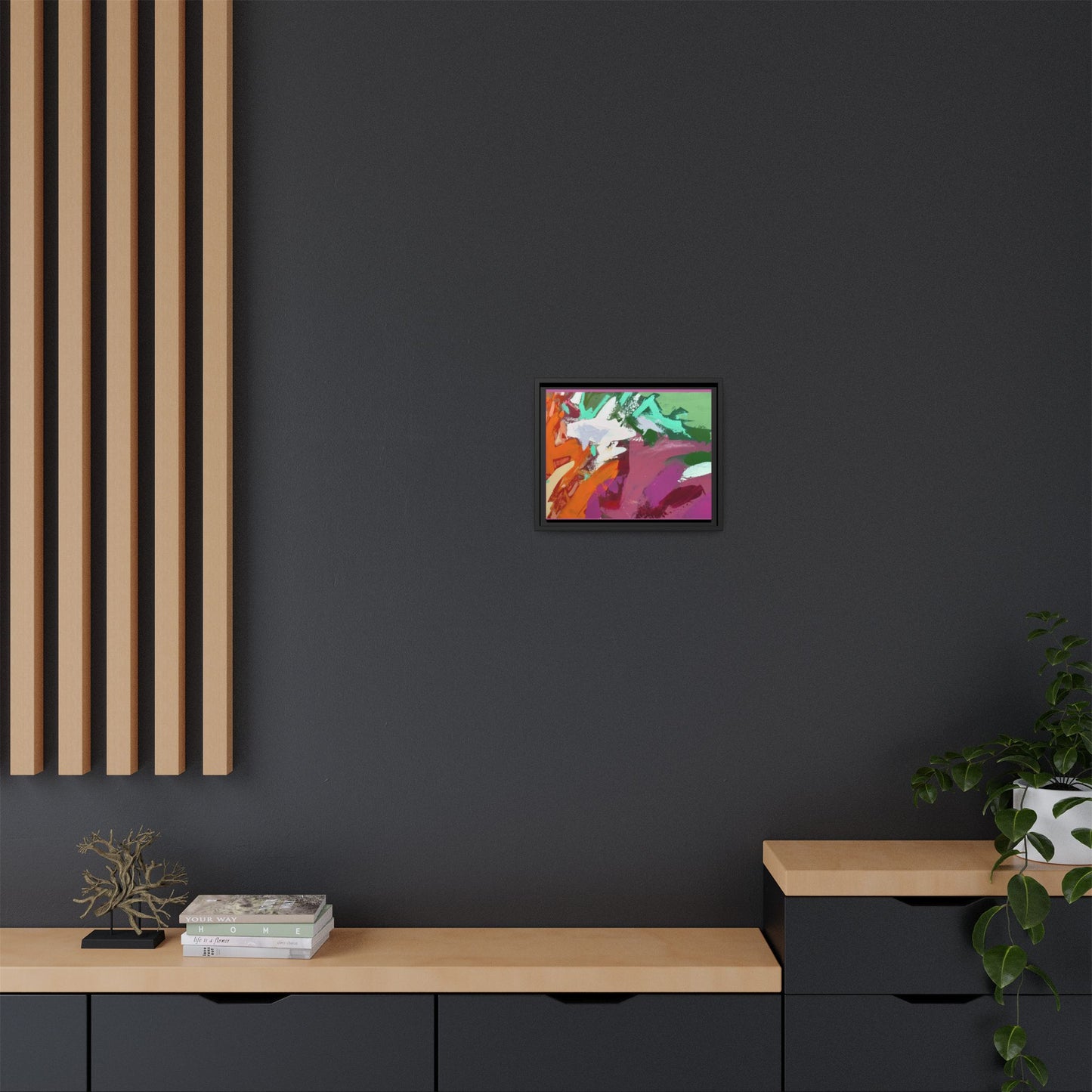Abstract Multi‑Color Matte Canvas Framed Wall Art