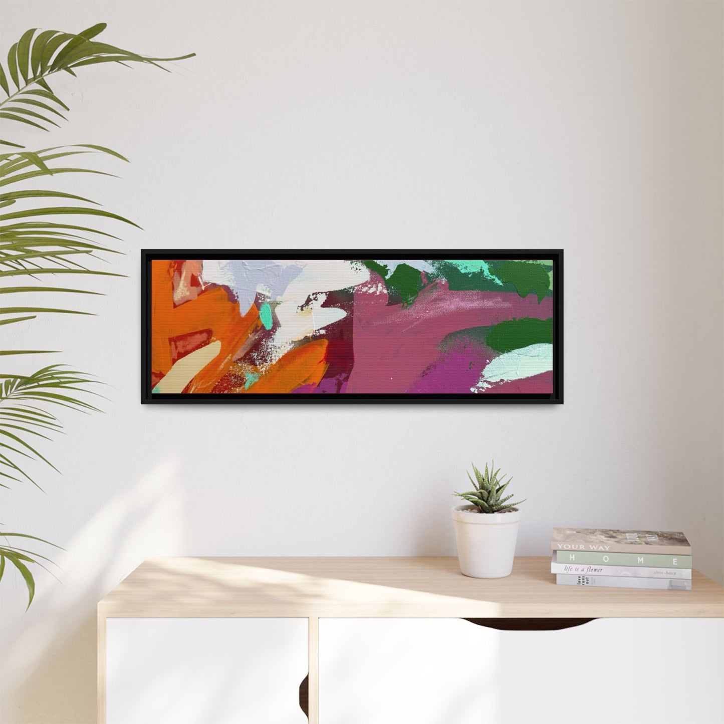 Abstract Multi‑Color Matte Canvas Framed Wall Art