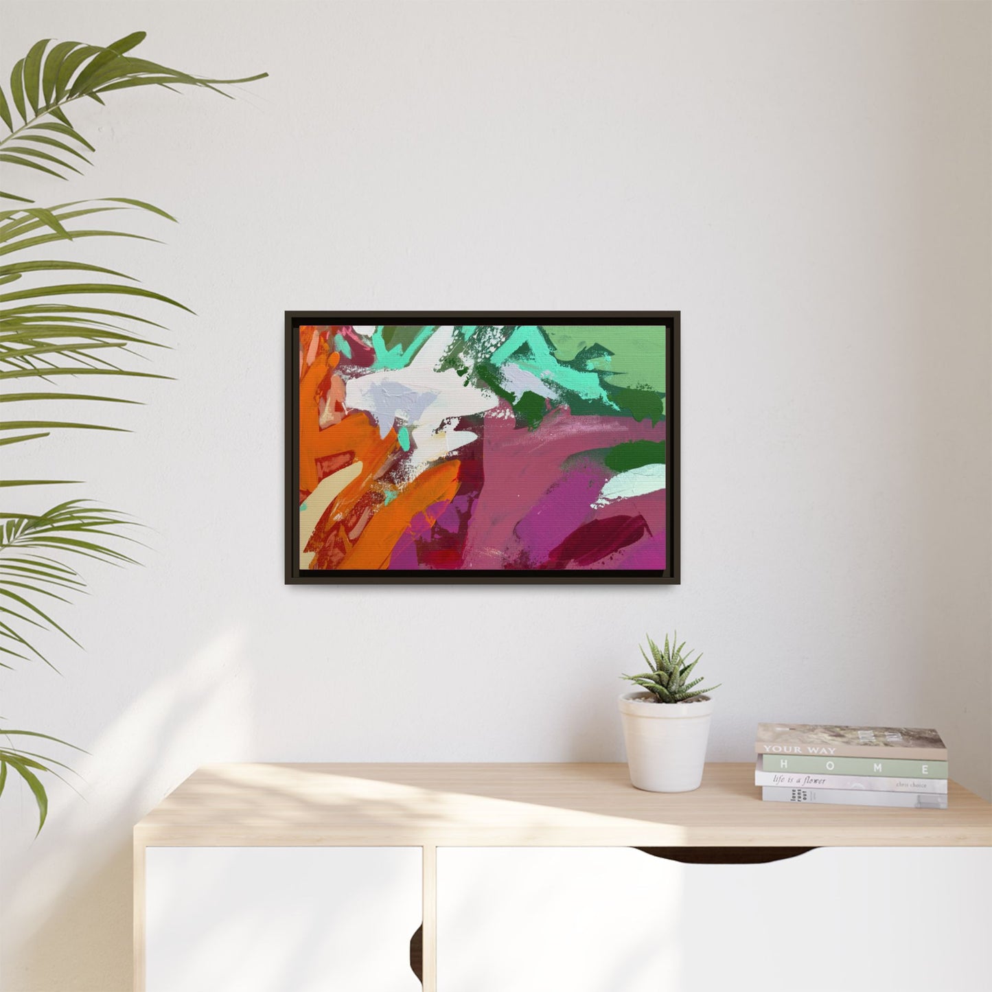 Abstract Multi‑Color Matte Canvas Framed Wall Art