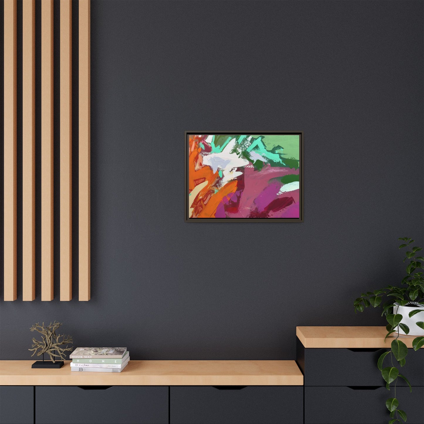 Abstract Multi‑Color Matte Canvas Framed Wall Art