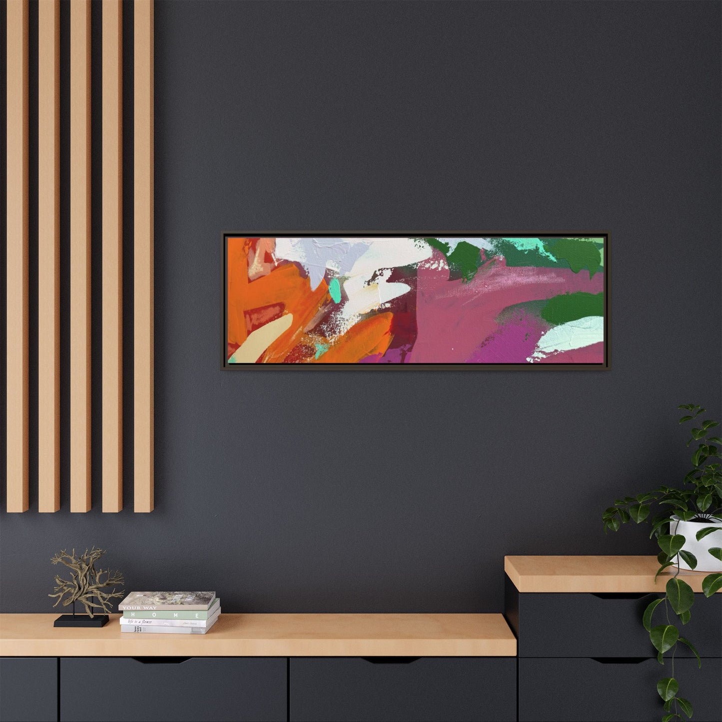 Abstract Multi‑Color Matte Canvas Framed Wall Art