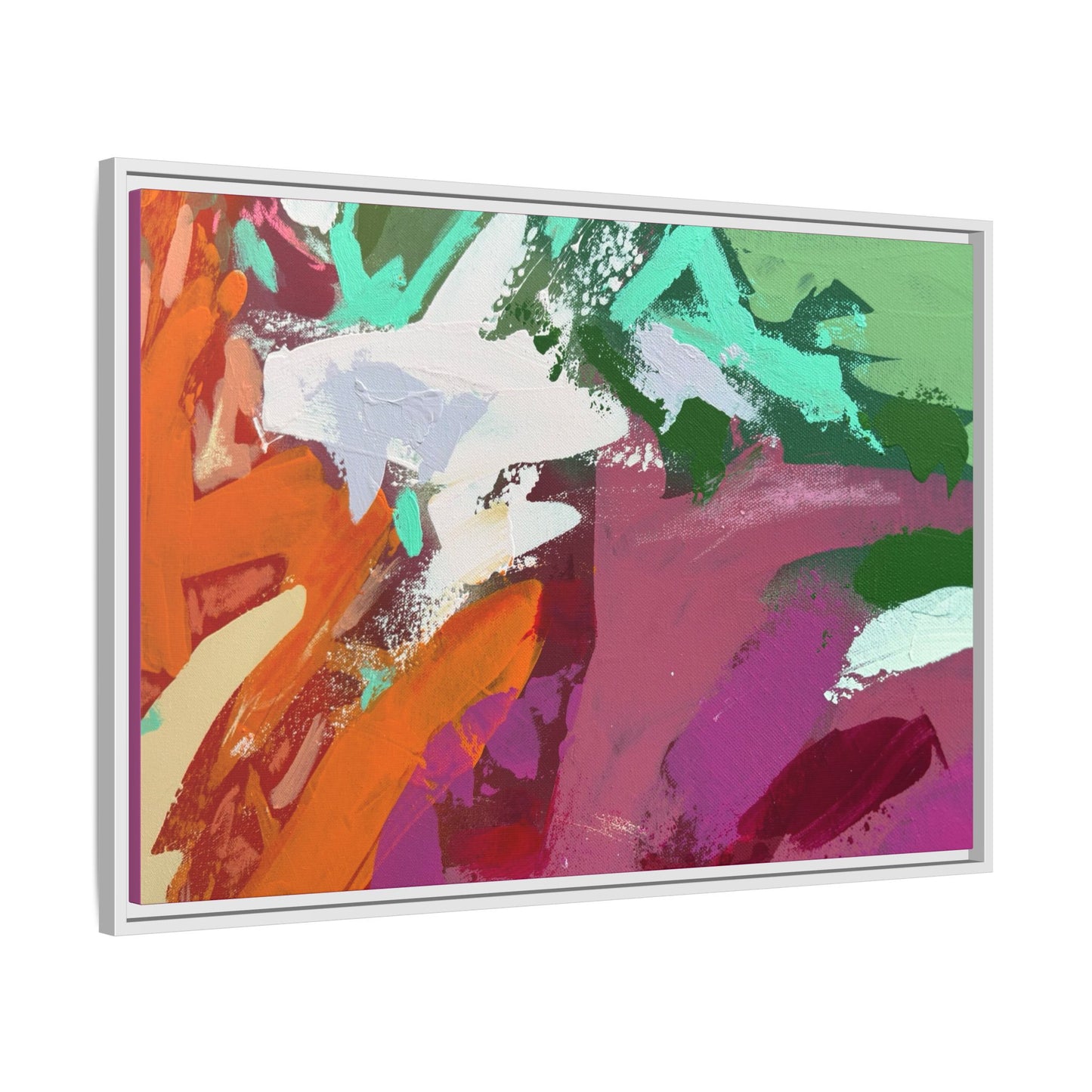 Abstract Multi‑Color Matte Canvas Framed Wall Art