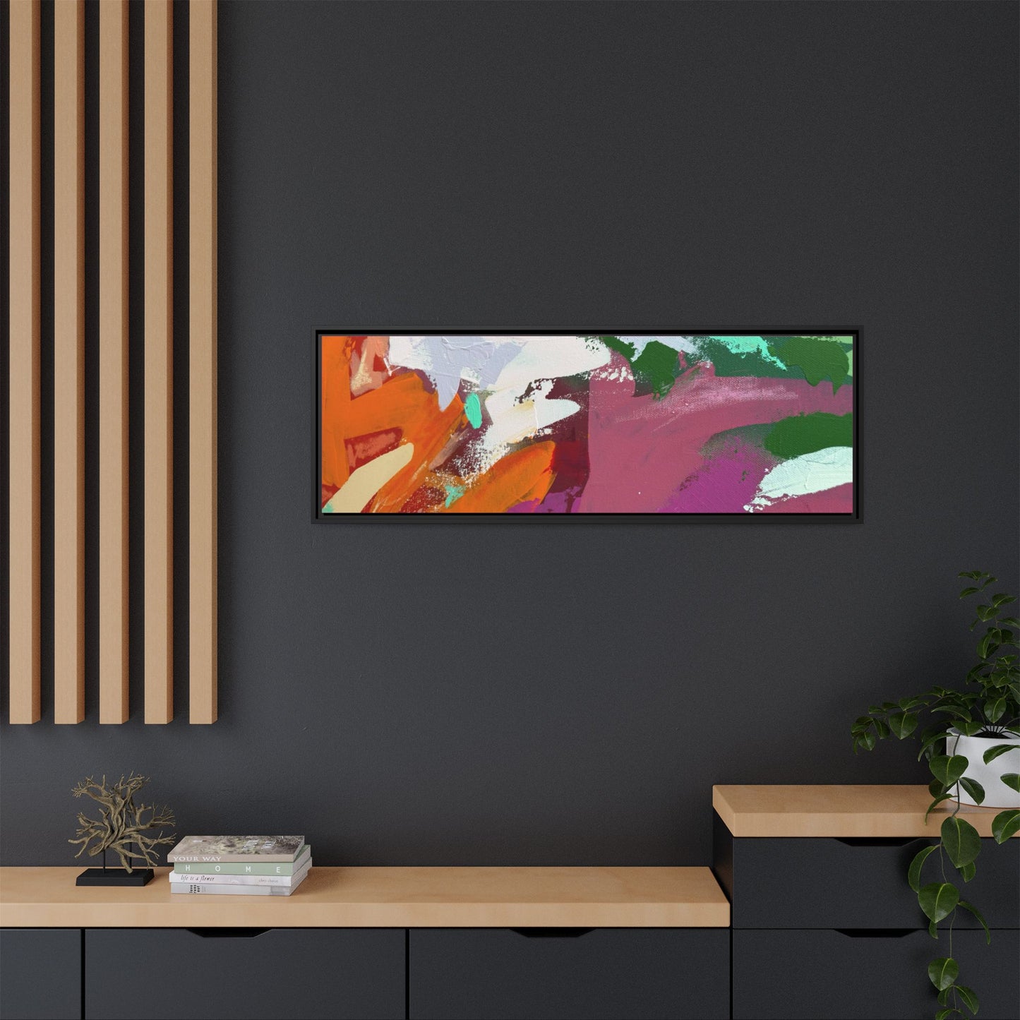 Abstract Multi‑Color Matte Canvas Framed Wall Art