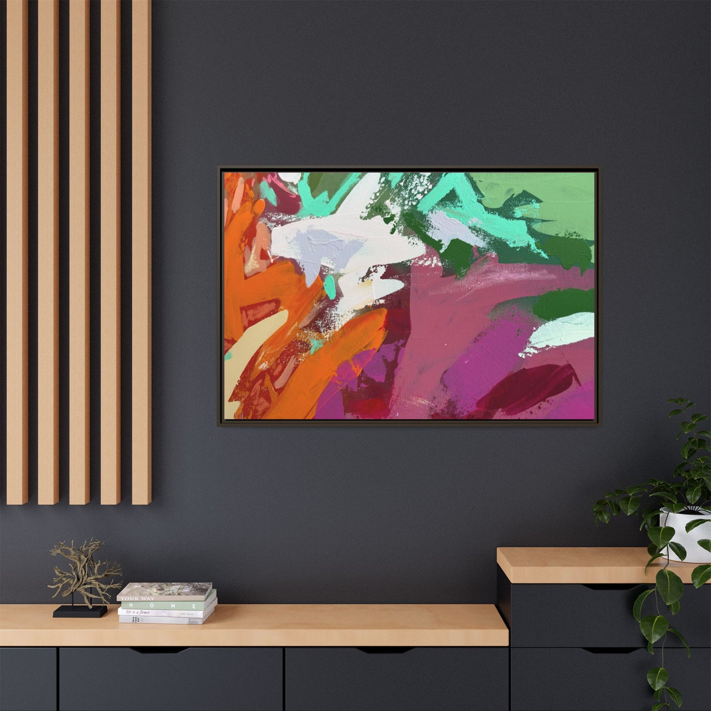 Abstract Multi‑Color Matte Canvas Framed Wall Art