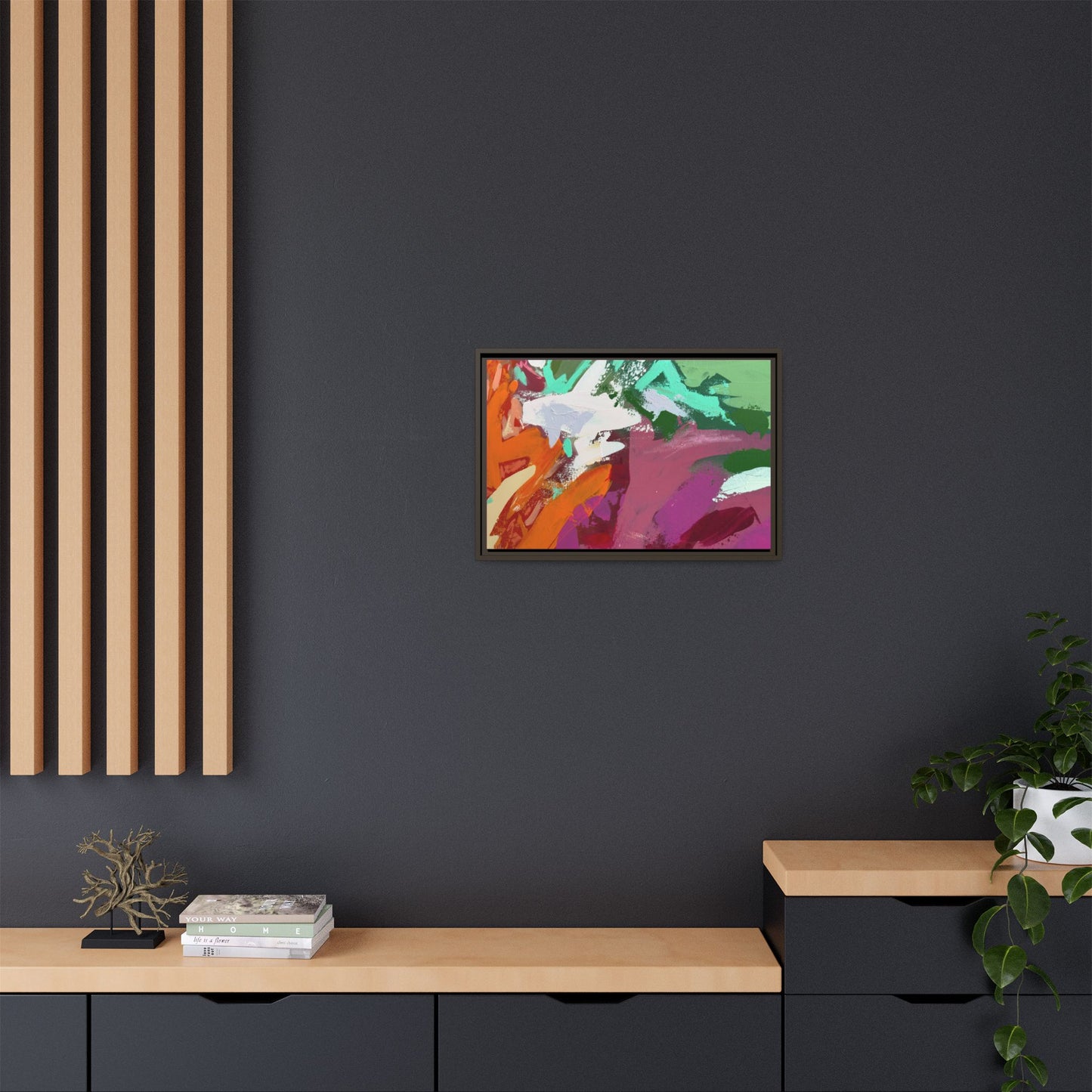 Abstract Multi‑Color Matte Canvas Framed Wall Art