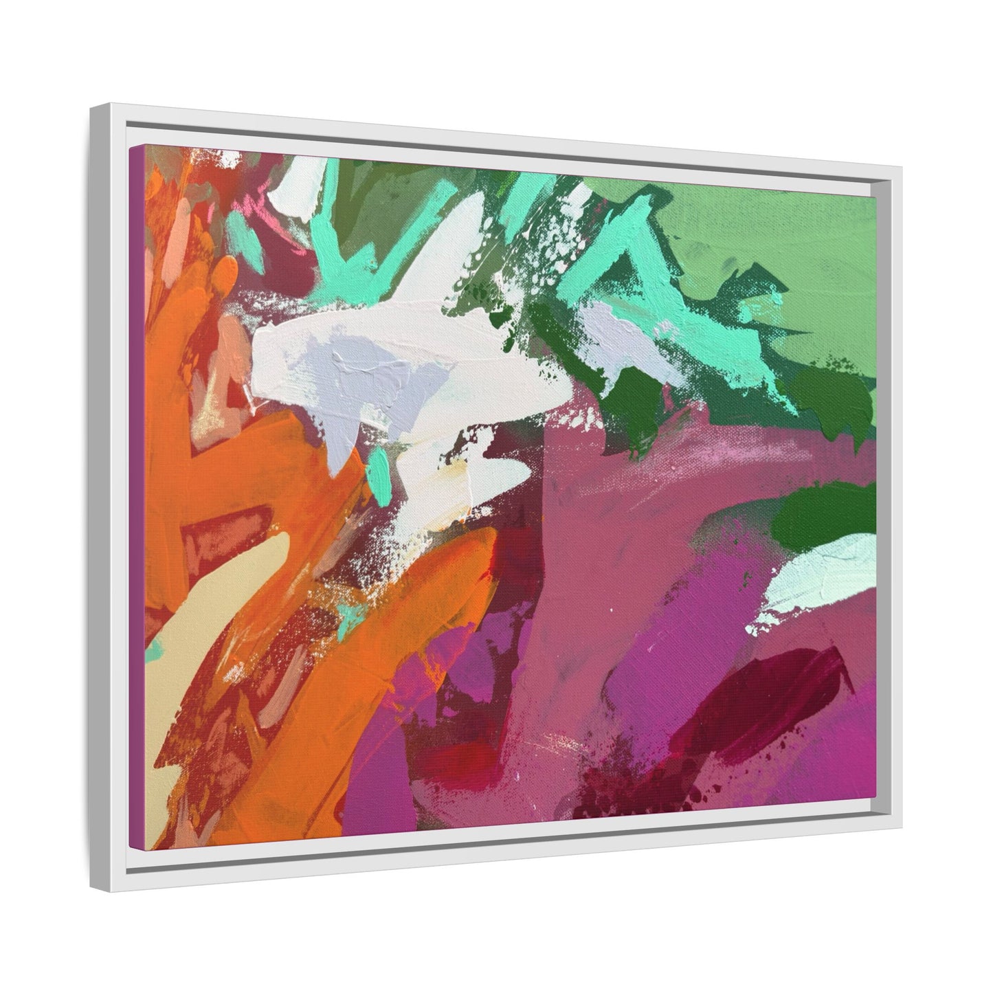 Abstract Multi‑Color Matte Canvas Framed Wall Art