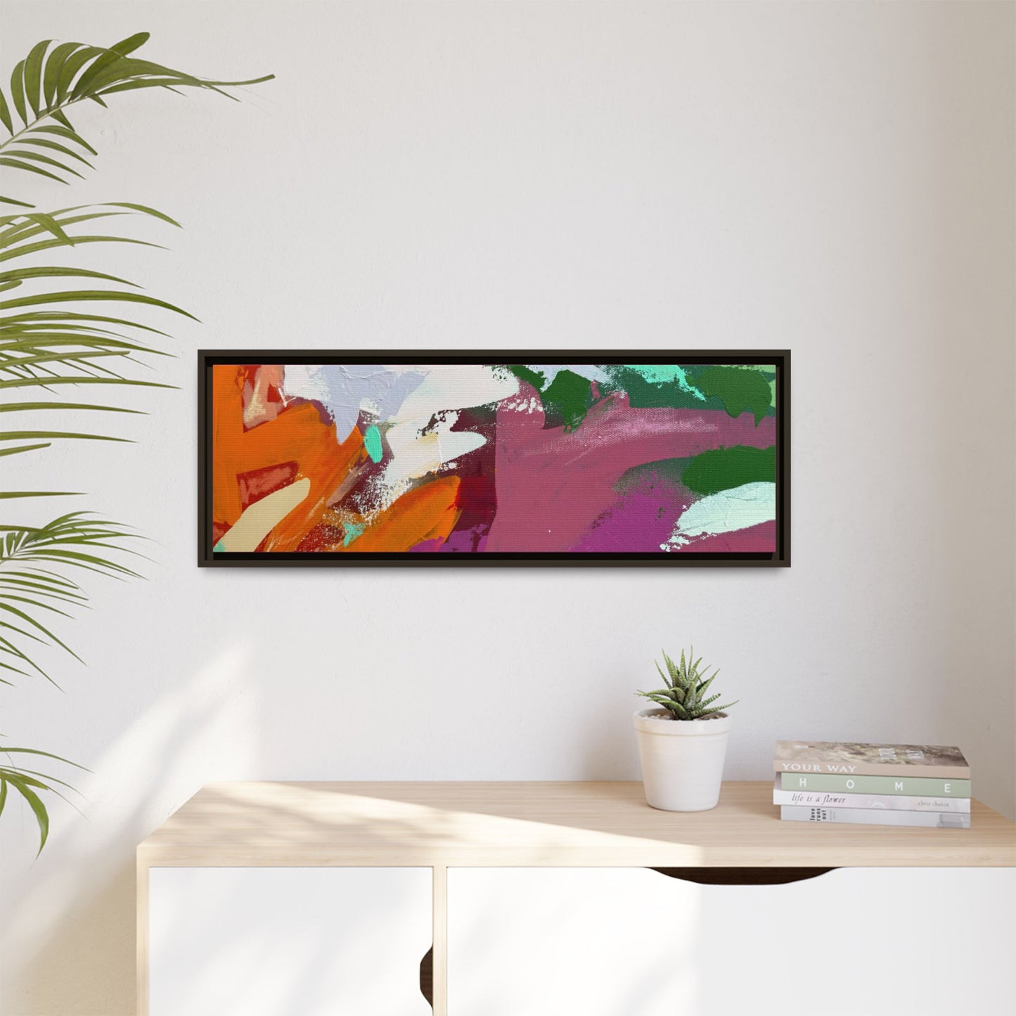 Abstract Multi‑Color Matte Canvas Framed Wall Art