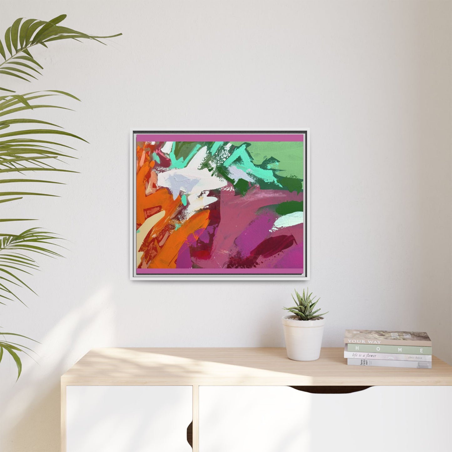 Abstract Multi‑Color Matte Canvas Framed Wall Art