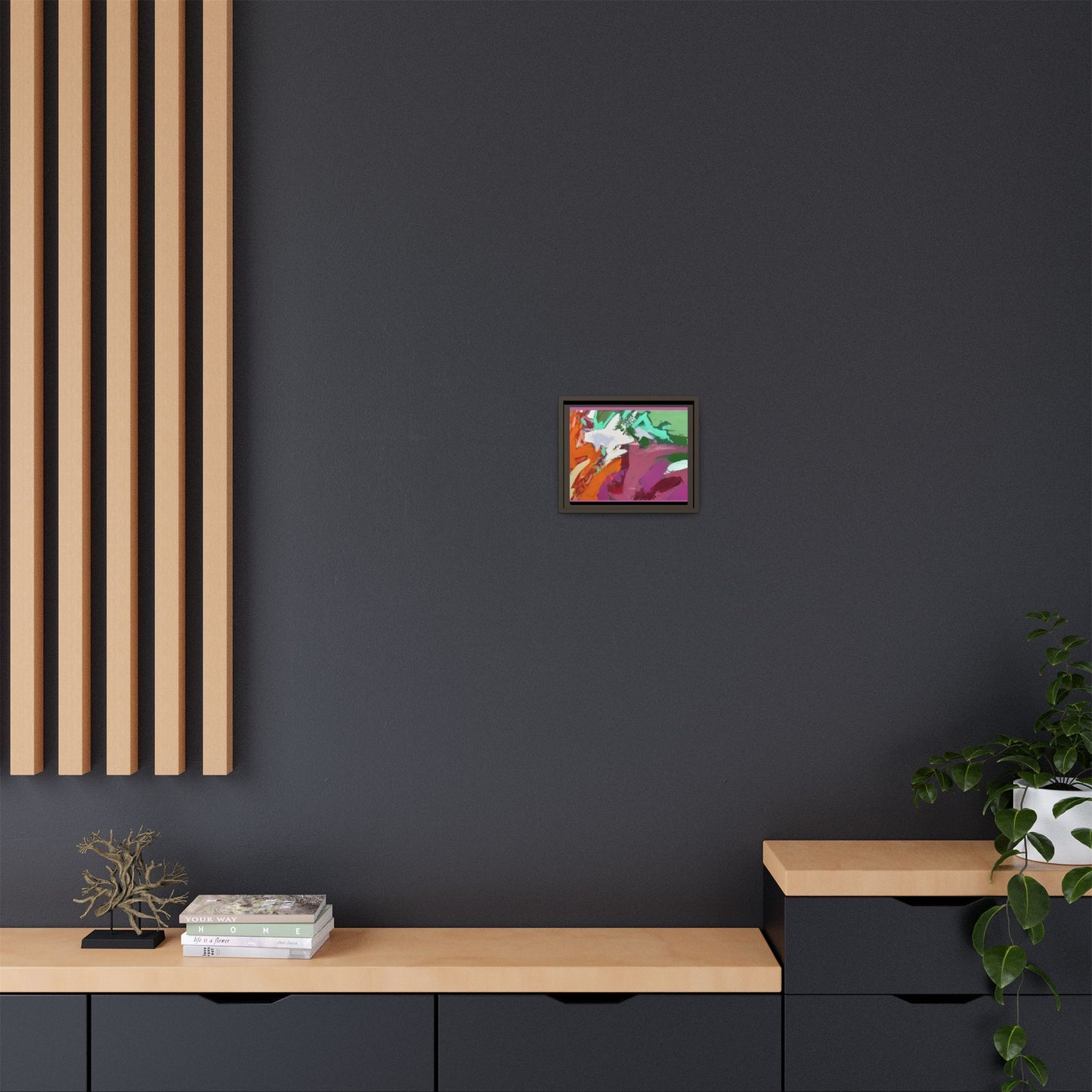 Abstract Multi‑Color Matte Canvas Framed Wall Art