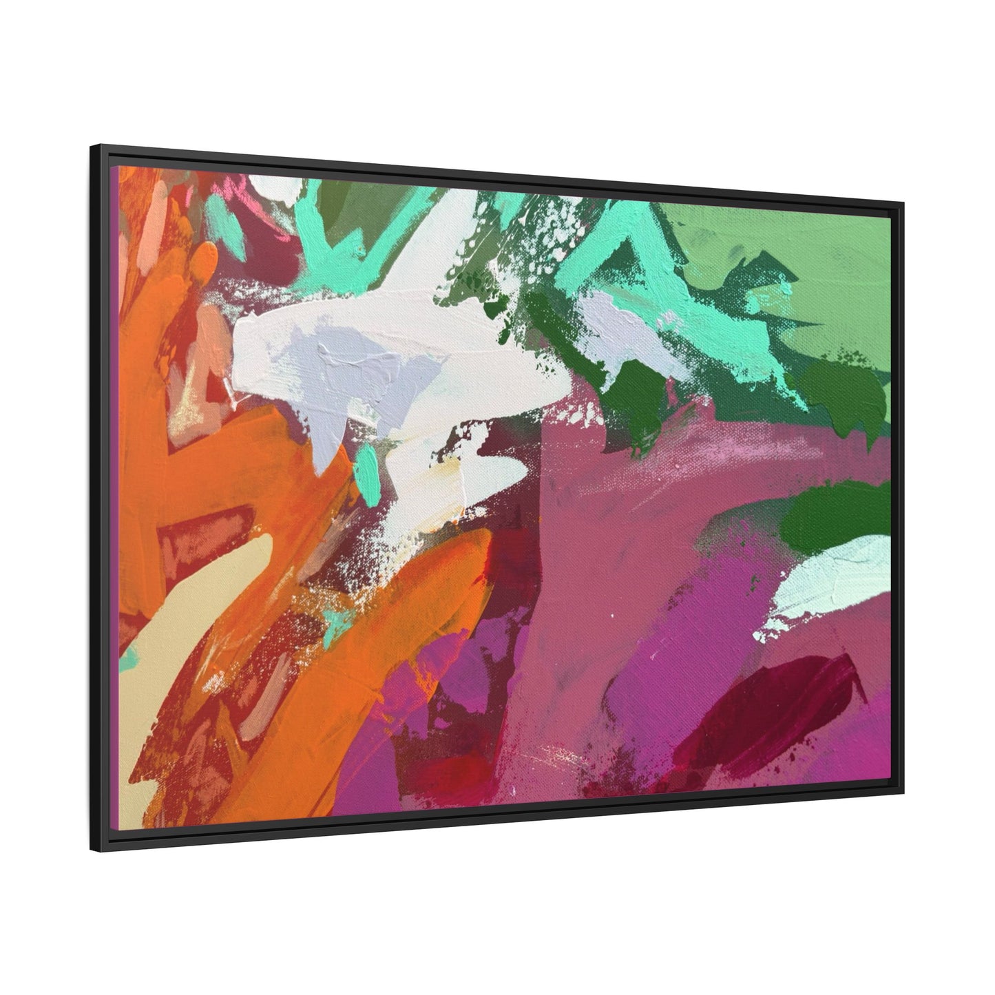 Abstract Multi‑Color Matte Canvas Framed Wall Art