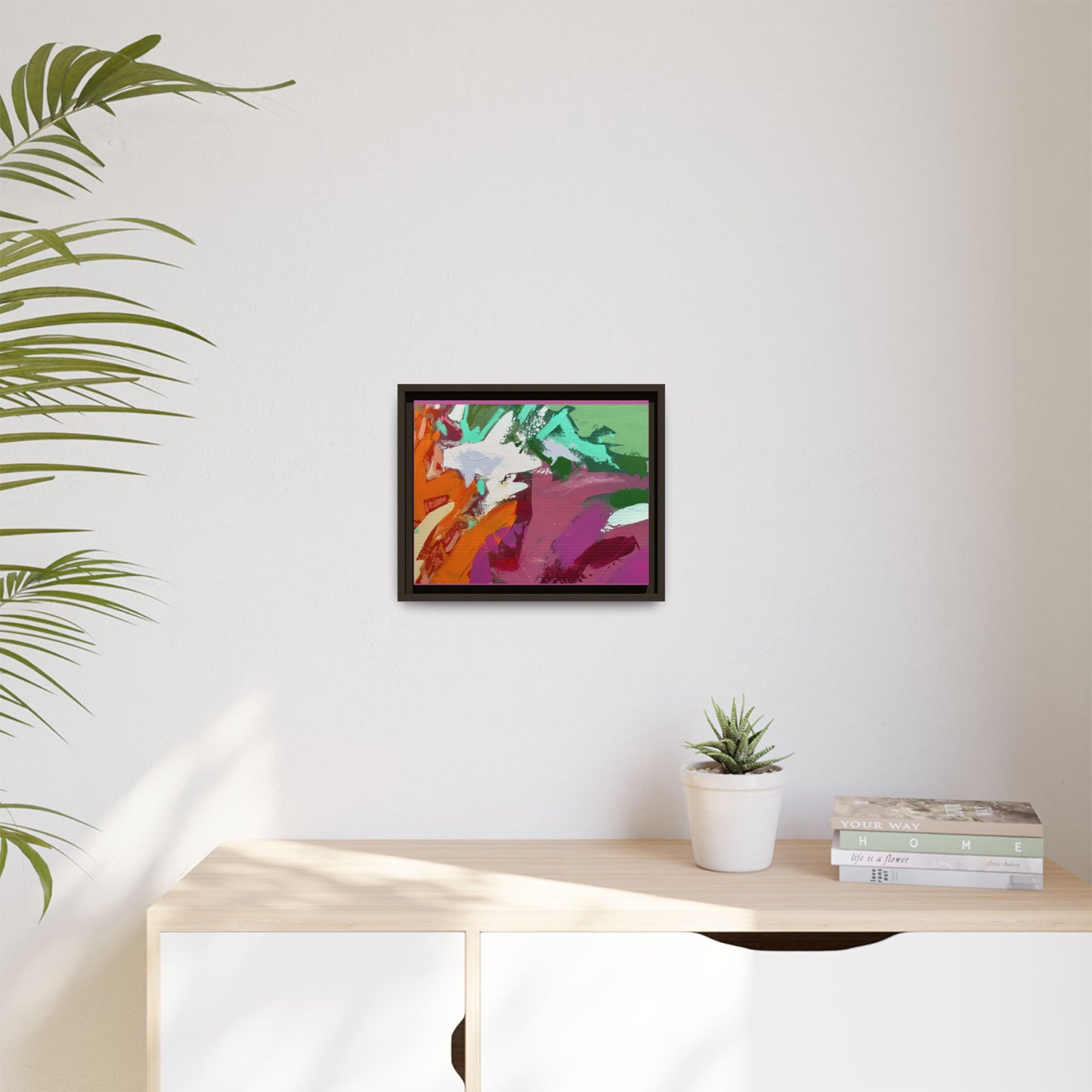 Abstract Multi‑Color Matte Canvas Framed Wall Art