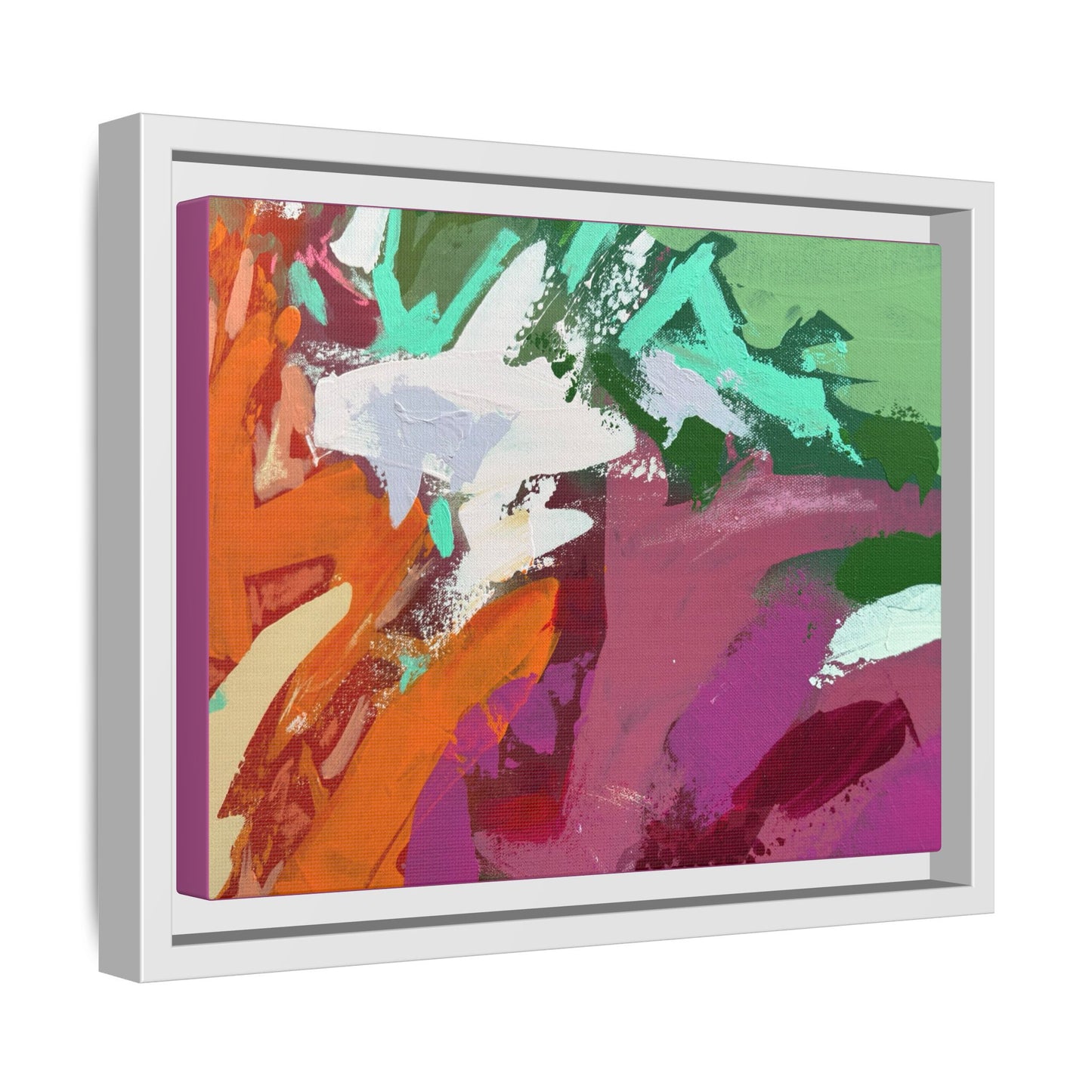 Abstract Multi‑Color Matte Canvas Framed Wall Art