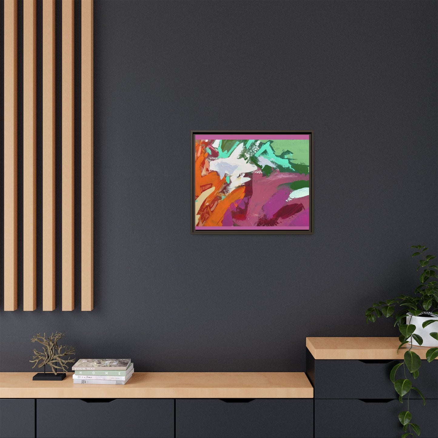 Abstract Multi‑Color Matte Canvas Framed Wall Art