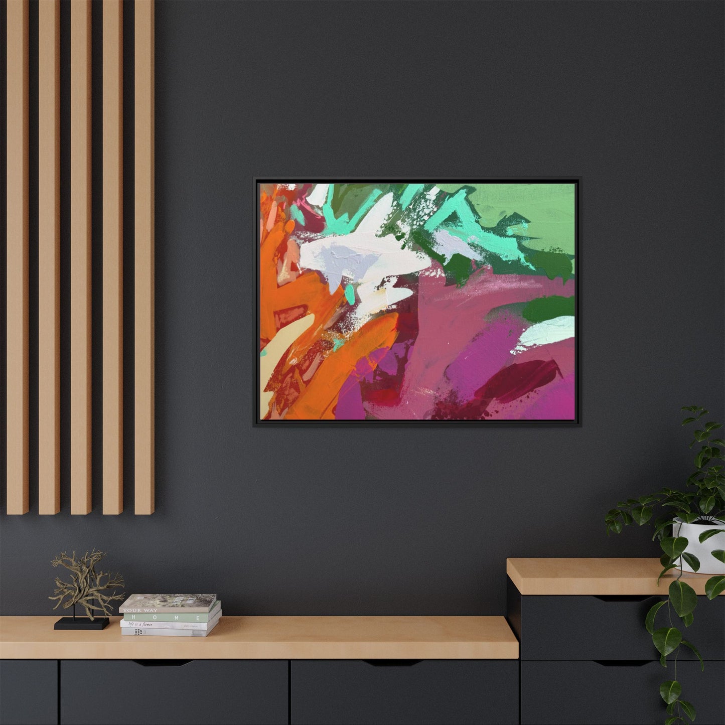 Abstract Multi‑Color Matte Canvas Framed Wall Art