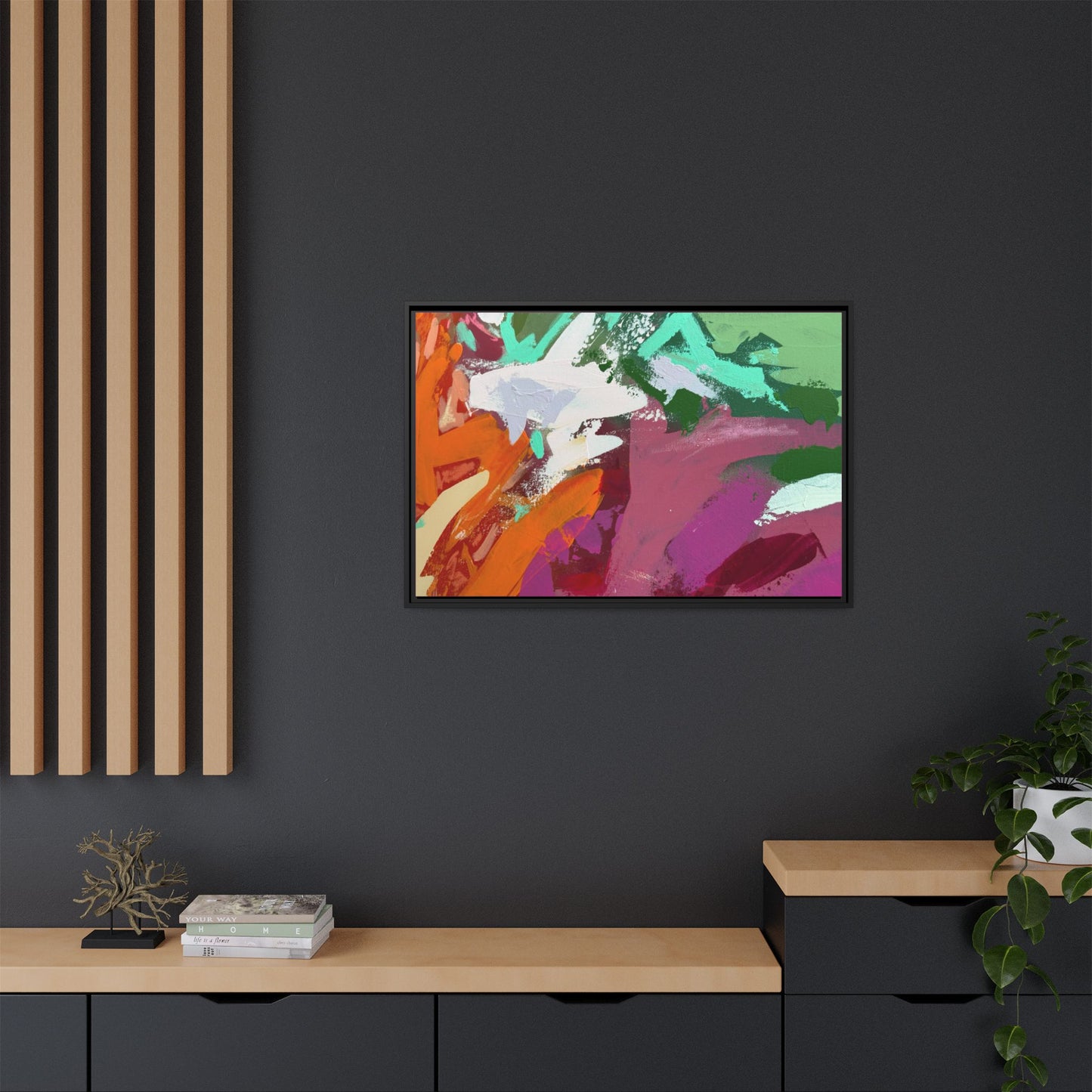 Abstract Multi‑Color Matte Canvas Framed Wall Art