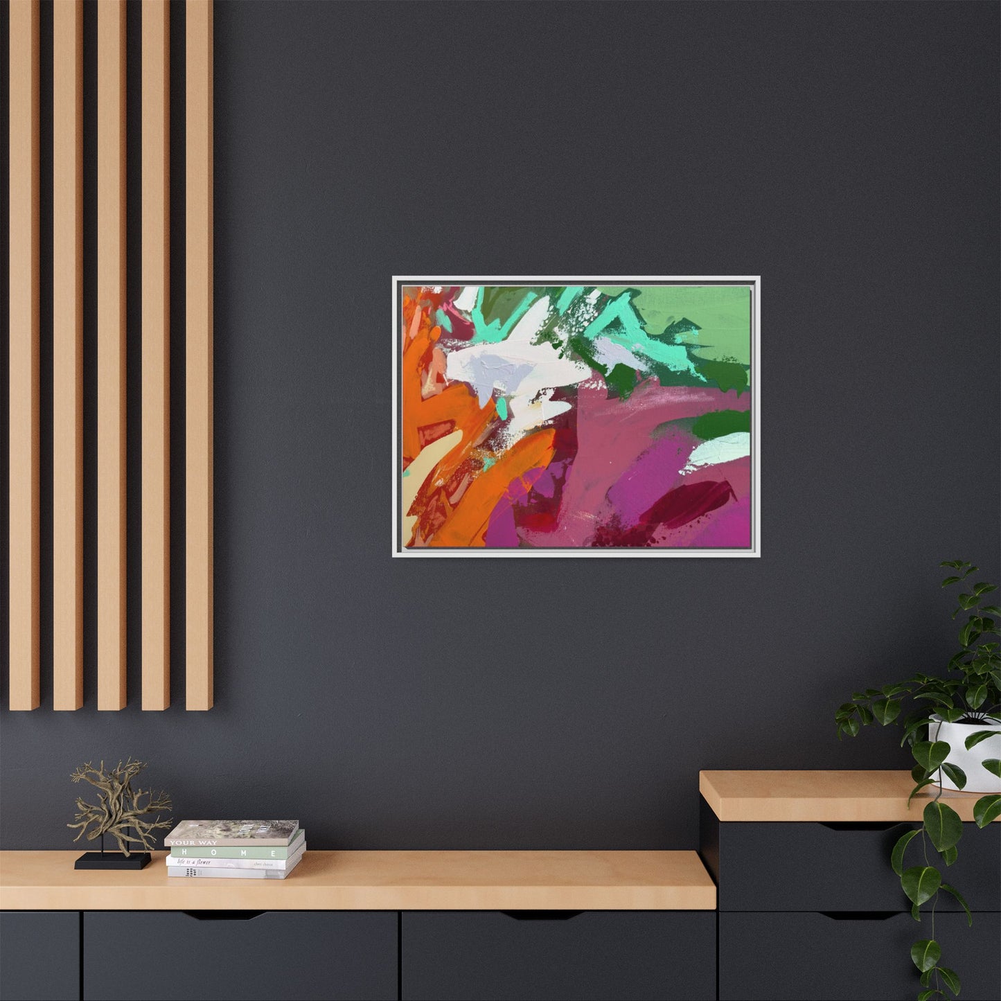 Abstract Multi‑Color Matte Canvas Framed Wall Art