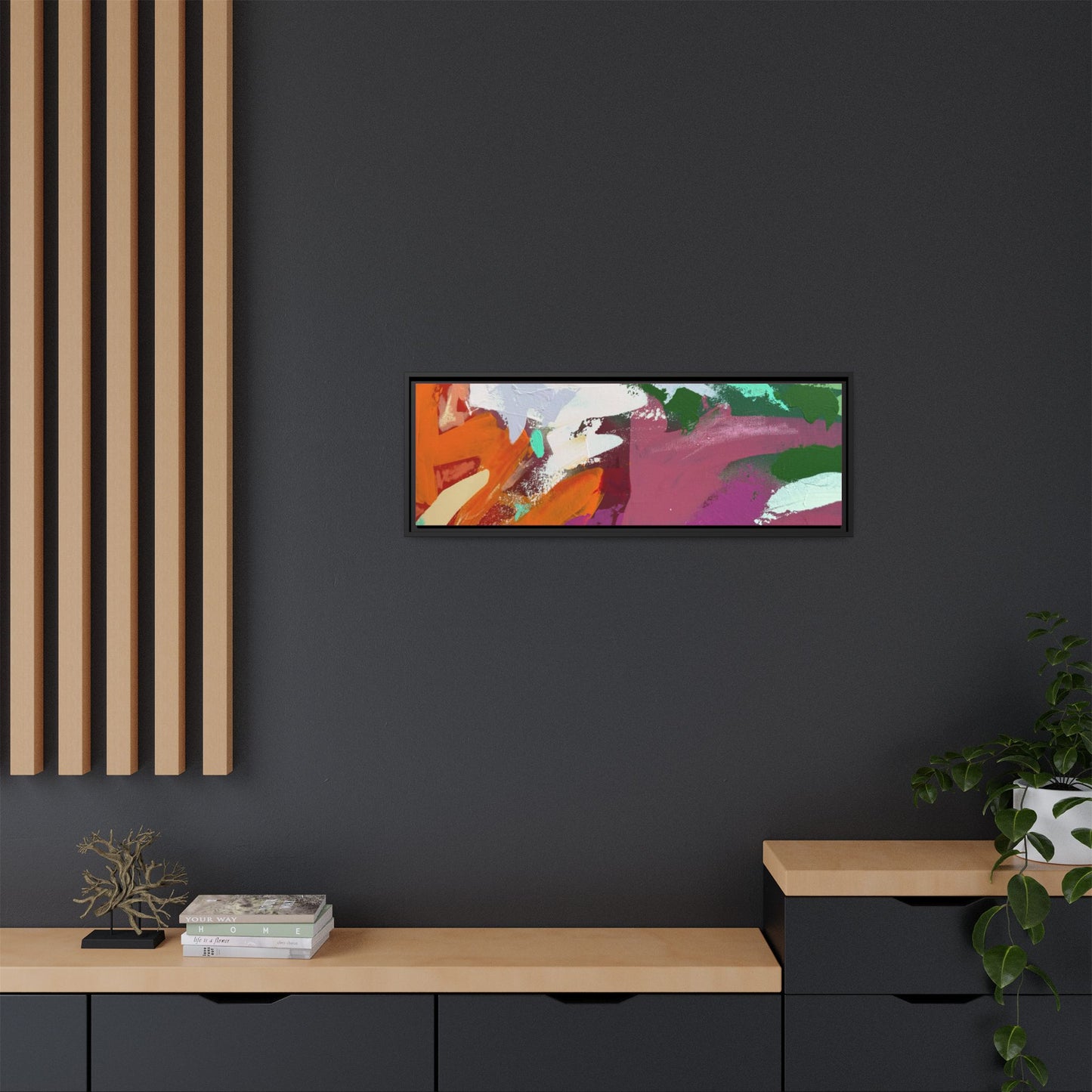 Abstract Multi‑Color Matte Canvas Framed Wall Art