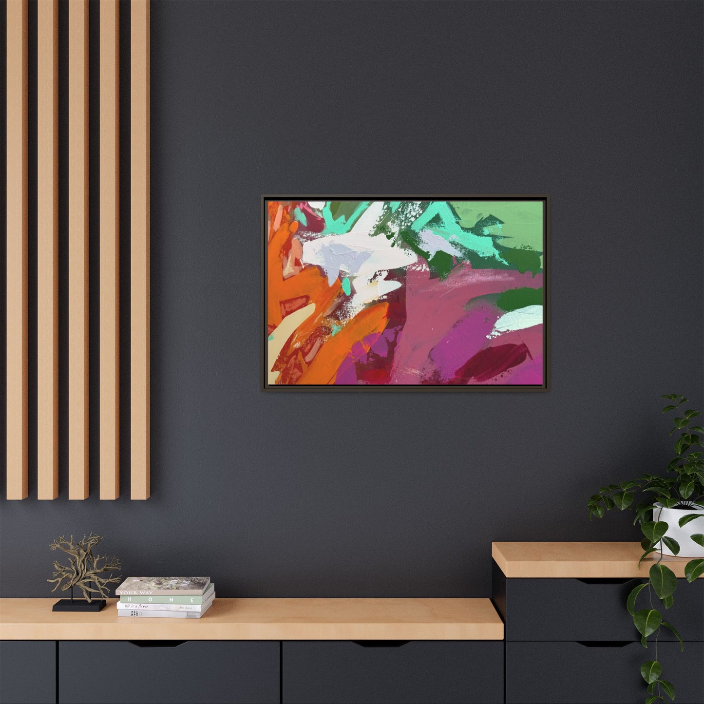 Abstract Multi‑Color Matte Canvas Framed Wall Art